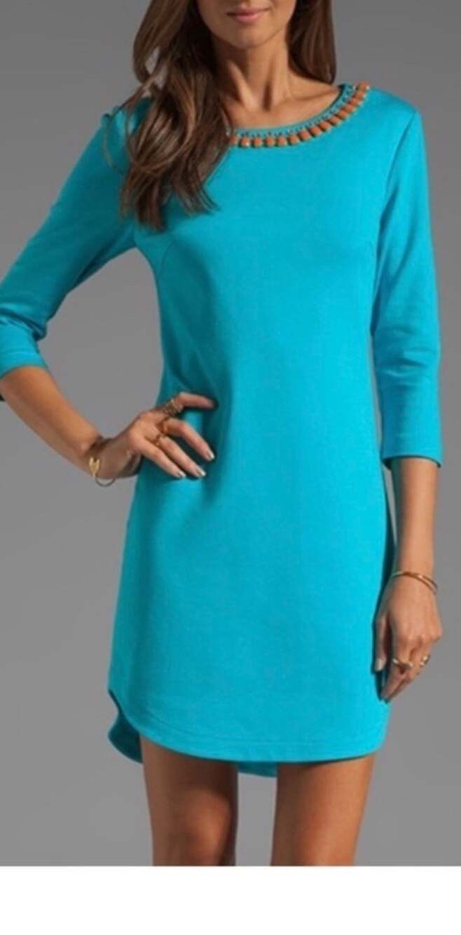 Trina Turk Tropical Ponte Sculpture Dress with Beaded Neckline Size 2 Elegant